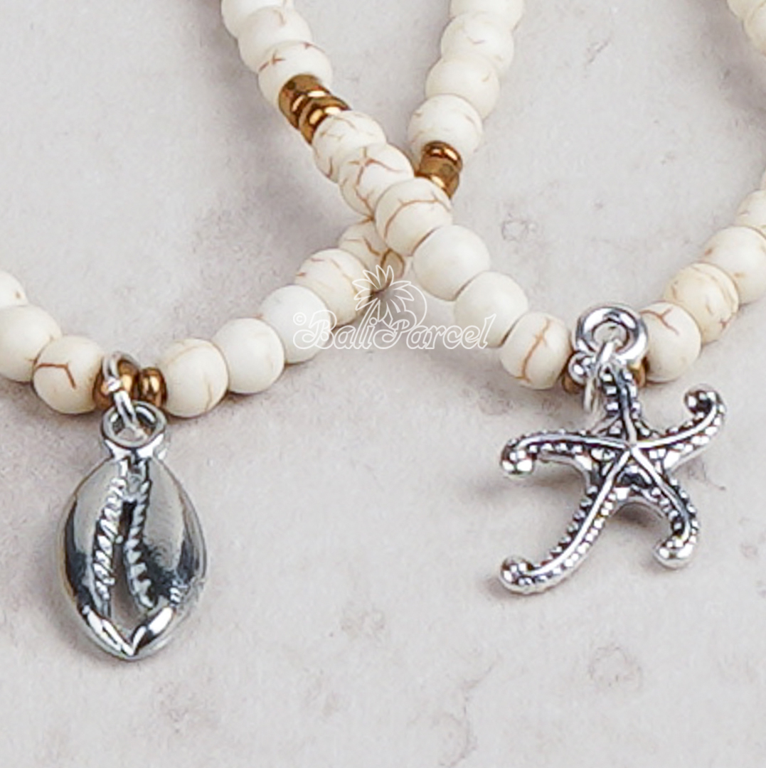 Cream Stone Anklet
