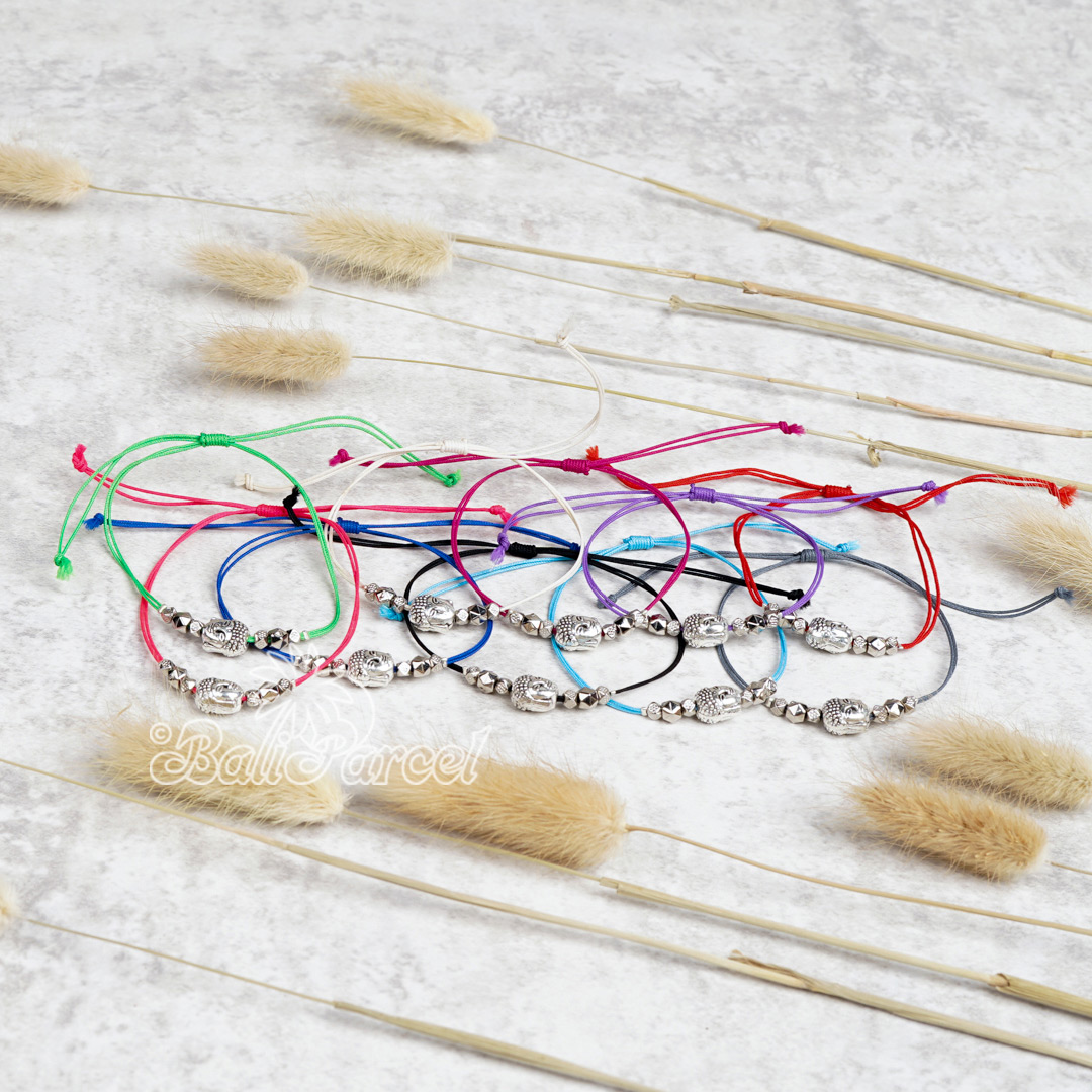 Bracelet Cotton Cord With Buddha Metal