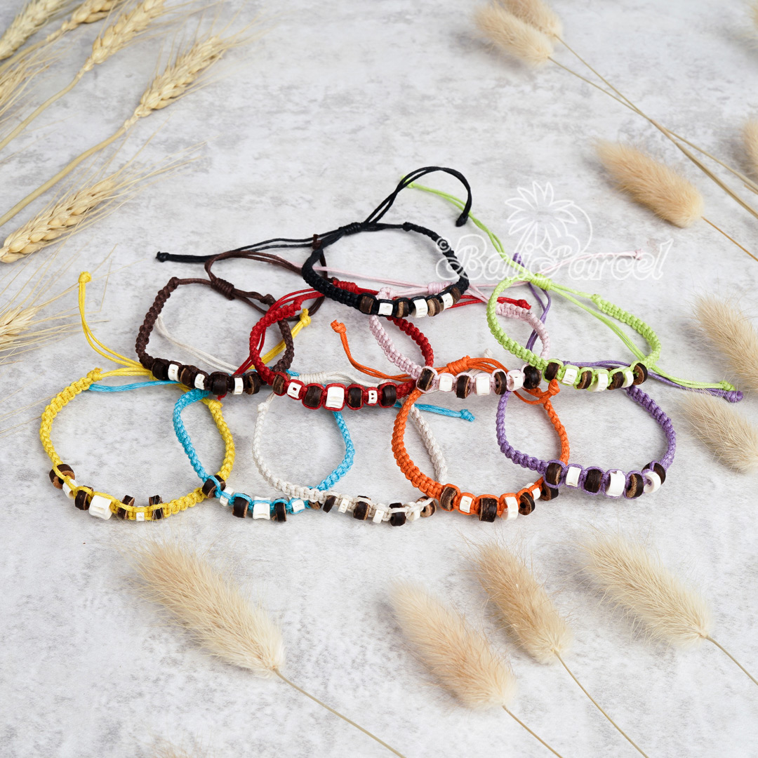 Bracelet Cotton Cord With Coco And Bone