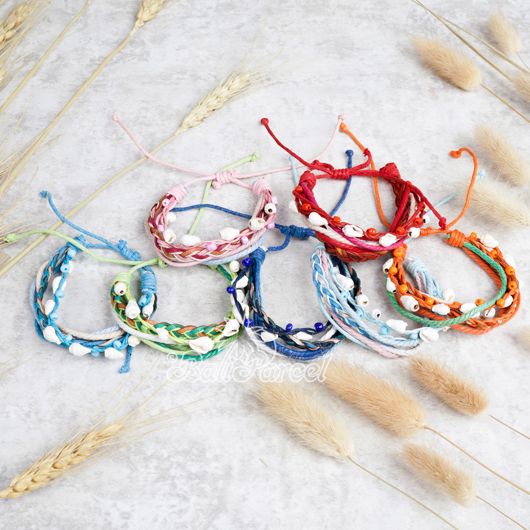 Bracelet Cotton Cord With Terumpet Shell