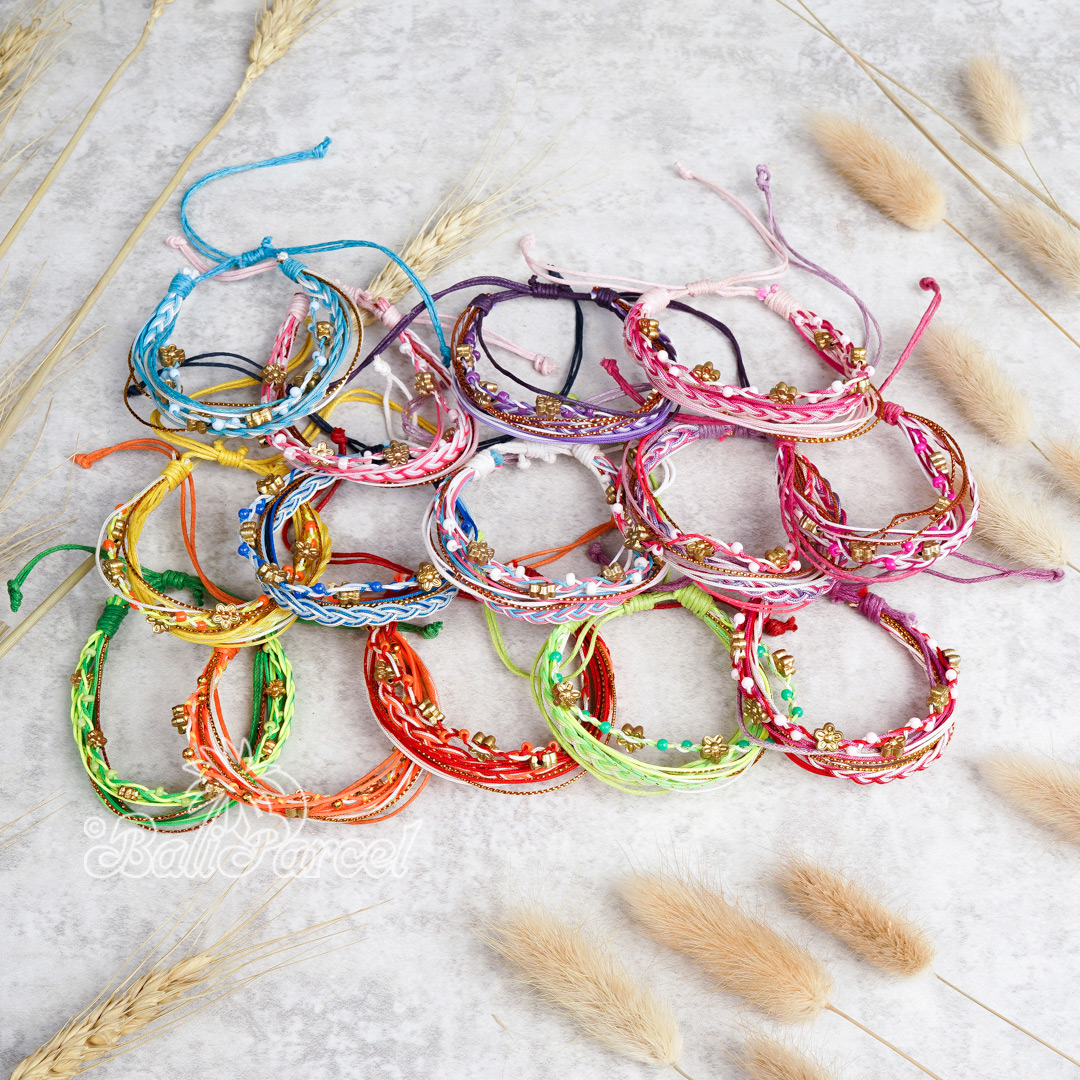 Bracelet Cotton Cord With Flower Kimo 