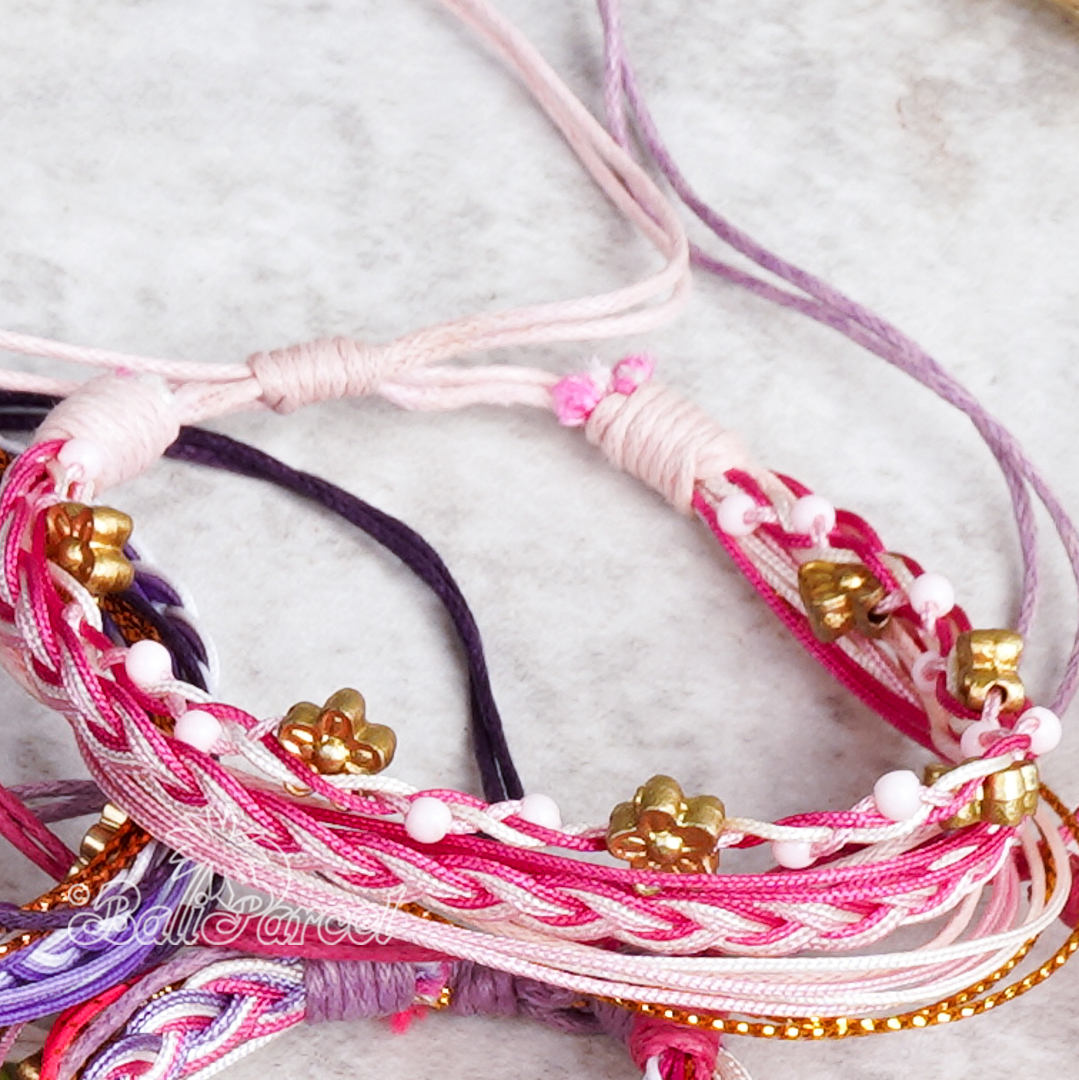 Bracelet Cotton Cord With Flower Kimo 