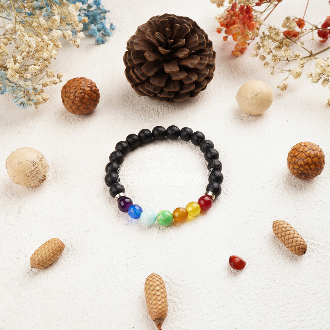 Lava Stone 7 Chakra Bracelet