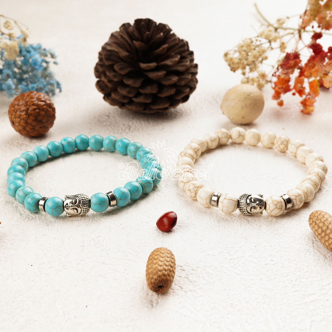 Cream And Turquoise Stone Bracelet