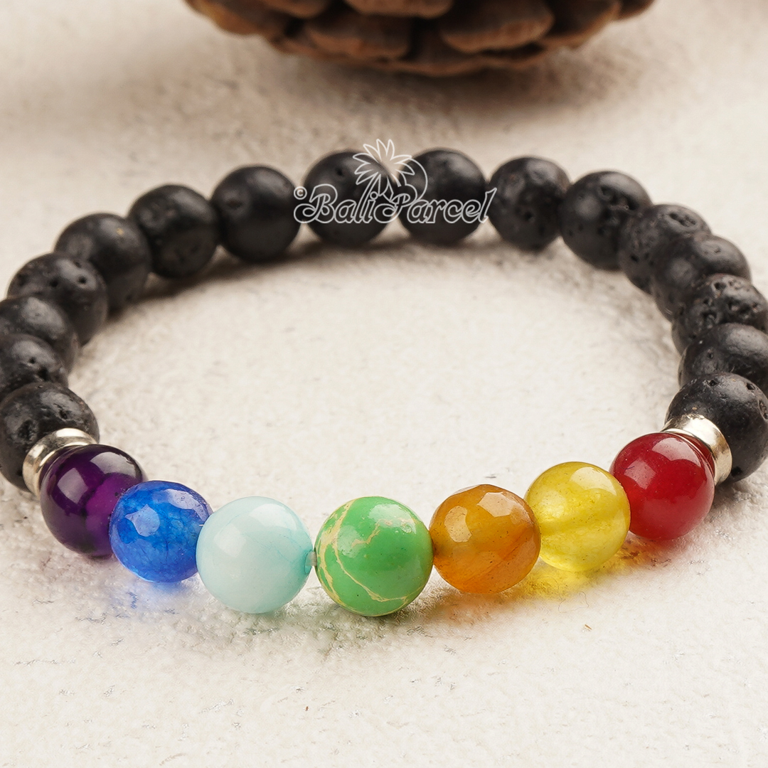 Lava Stone 7 Chakra Bracelet
