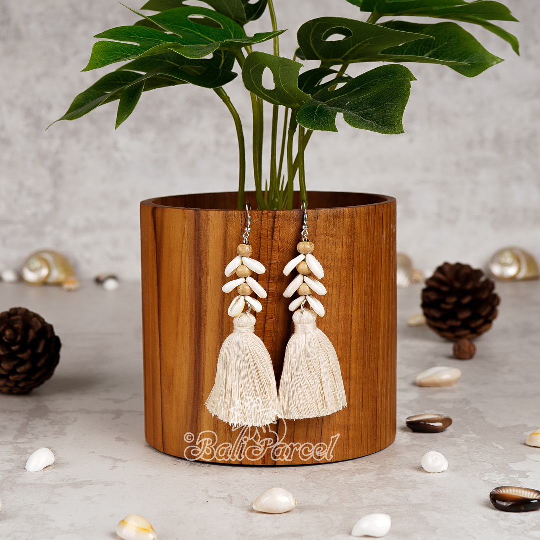 Cowrie Shell Tassel Earring