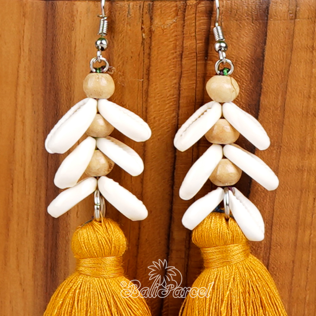 Cowrie Shell Tassel Earring