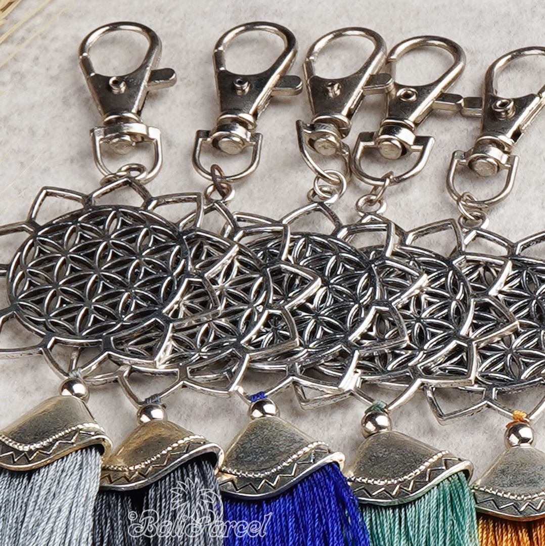Flower Of Life Tassel Keychain
