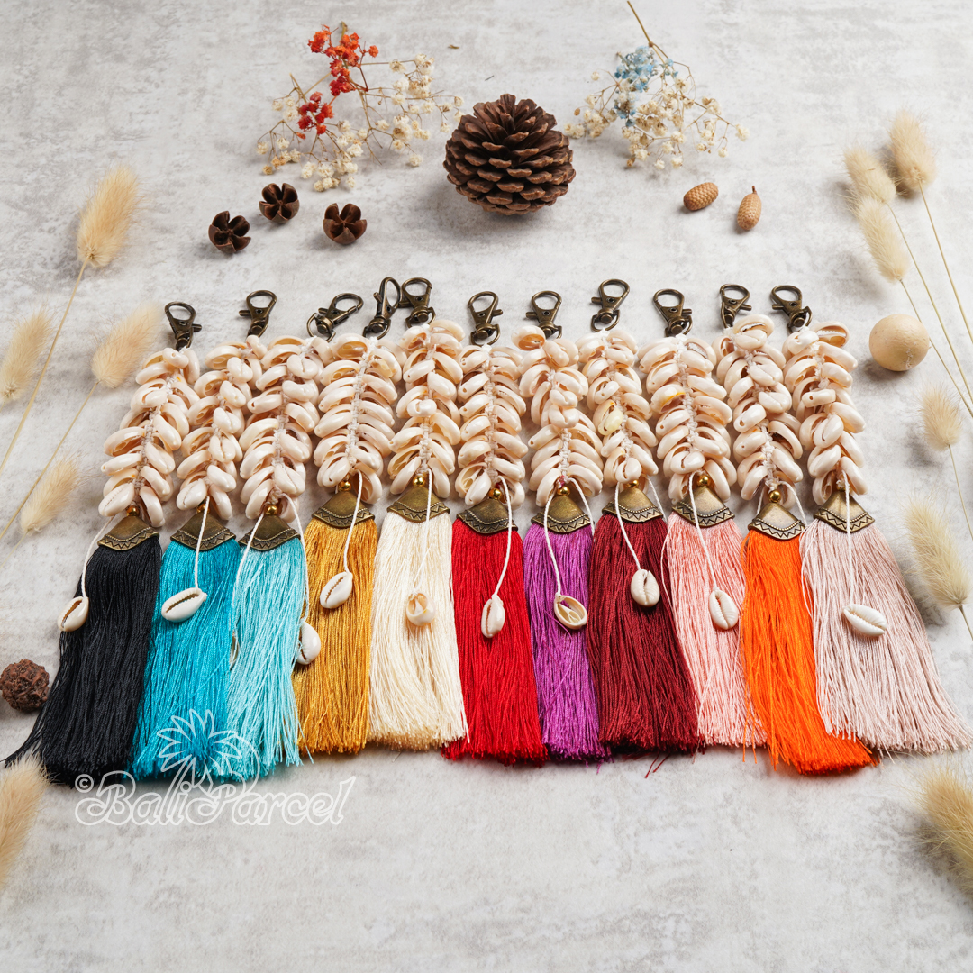 Cowrie Shell Tassel Keychain