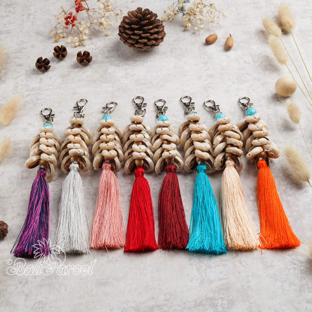 Cowrie Shell Tassel Keychain