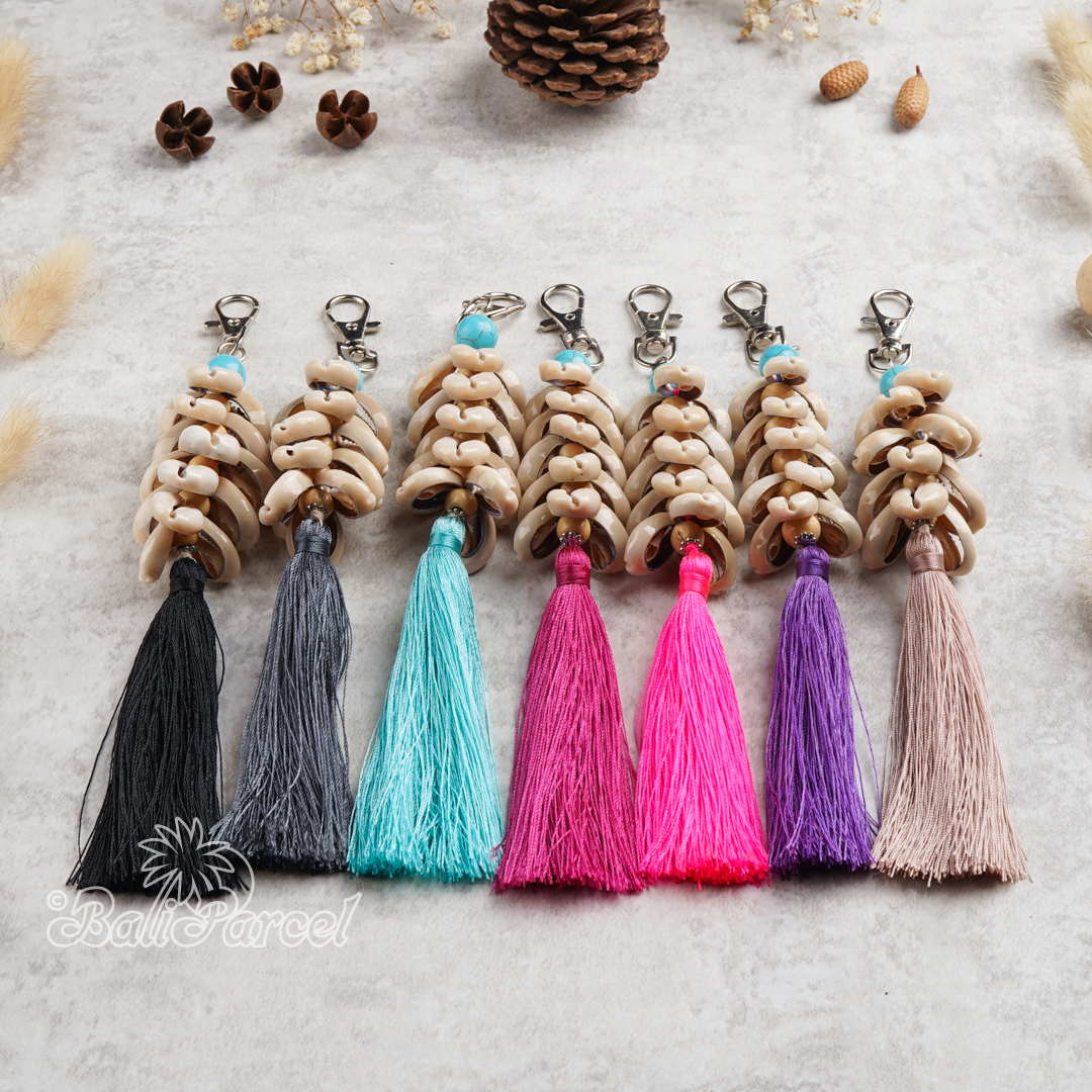 Cowrie Shell Tassel Keychain