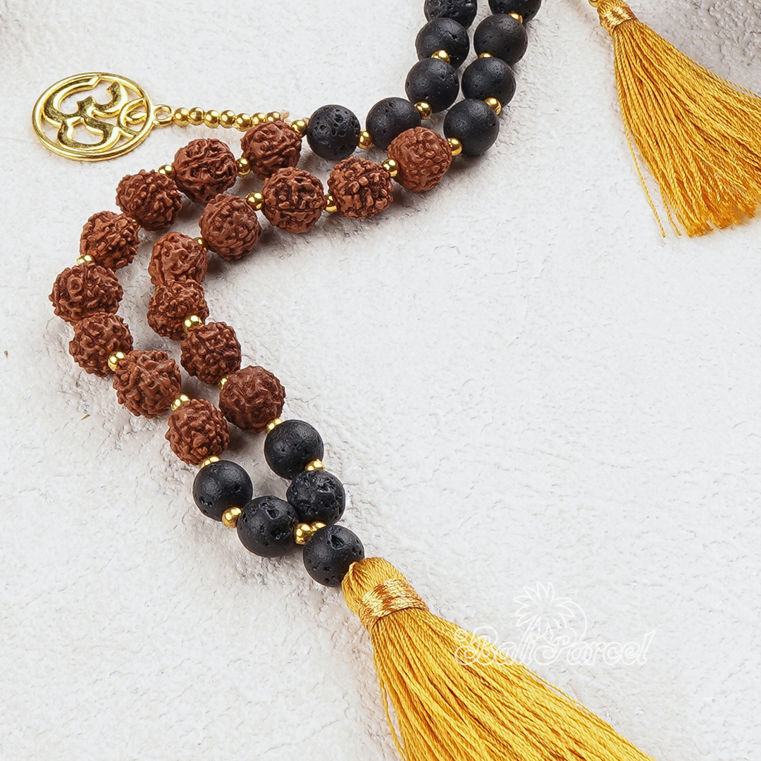 Rudraksha Lava Stone Necklace