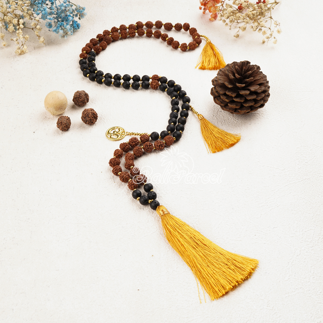 Rudraksha Lava Stone Necklace