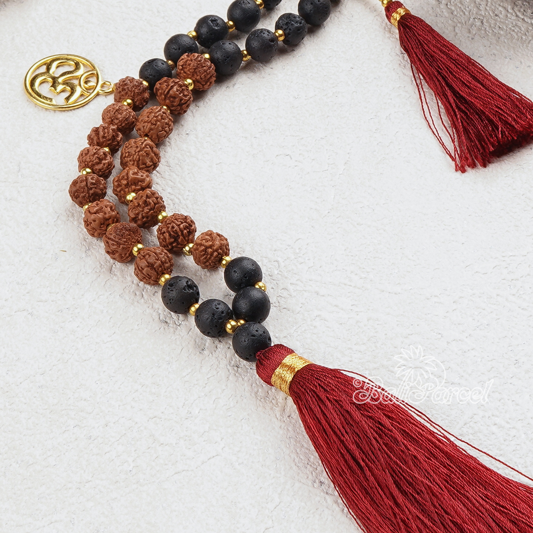 Rudraksha Lava Stone Necklace