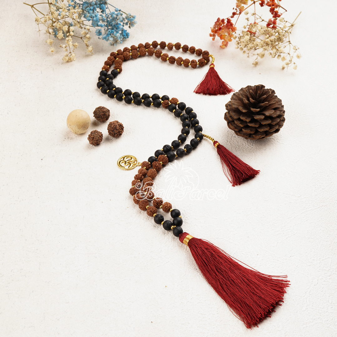 Rudraksha Lava Stone Necklace