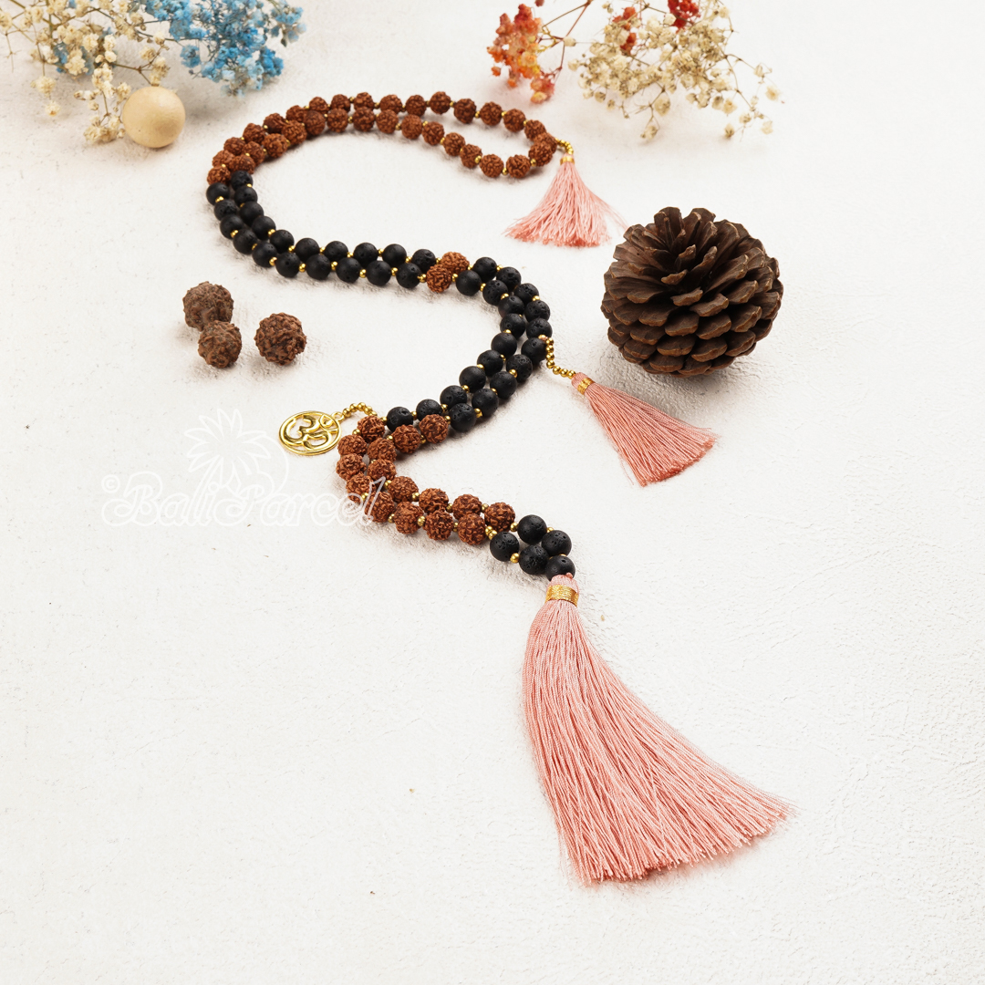 Rudraksha Lava Stone Necklace