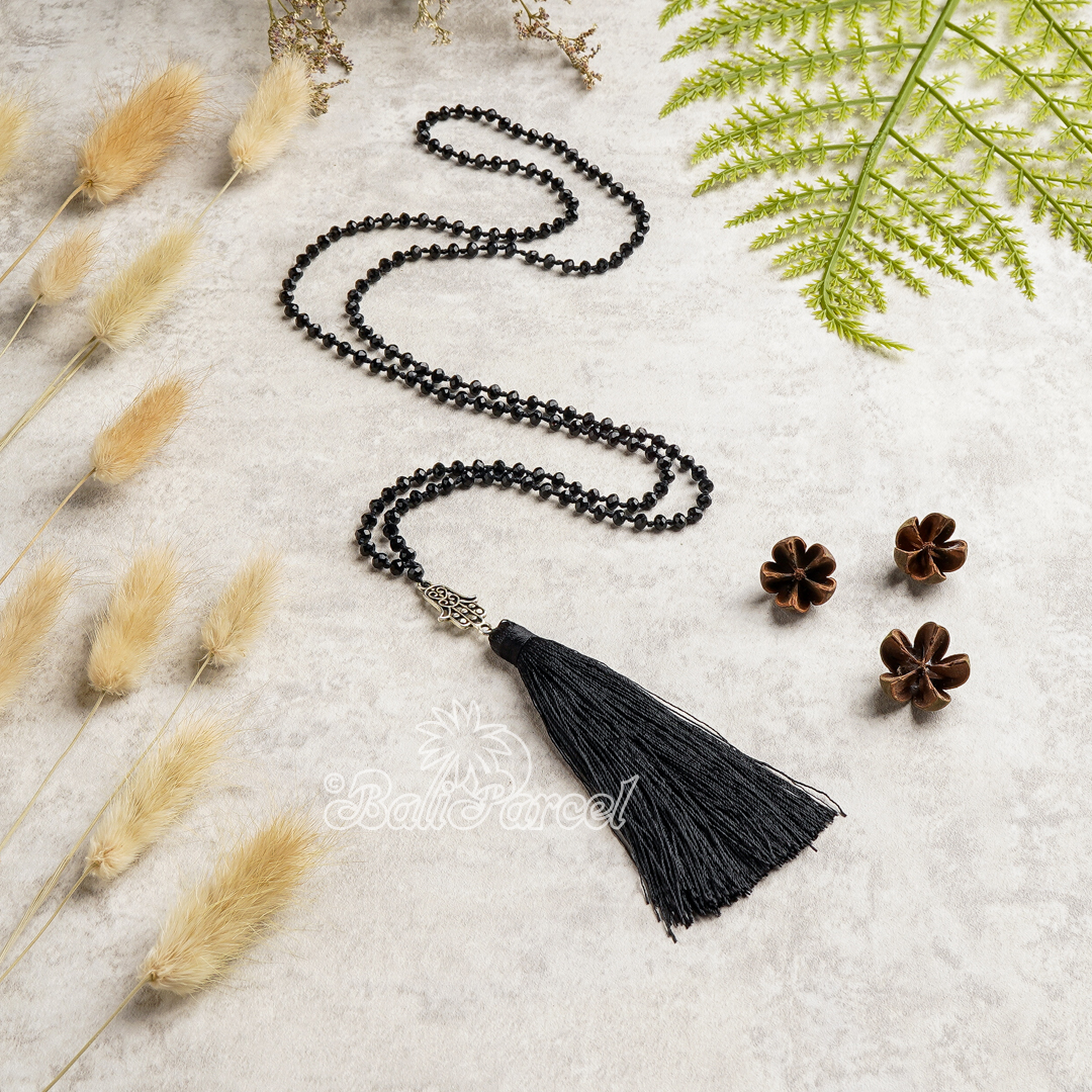 Crystal Beads With Tassel Necklace