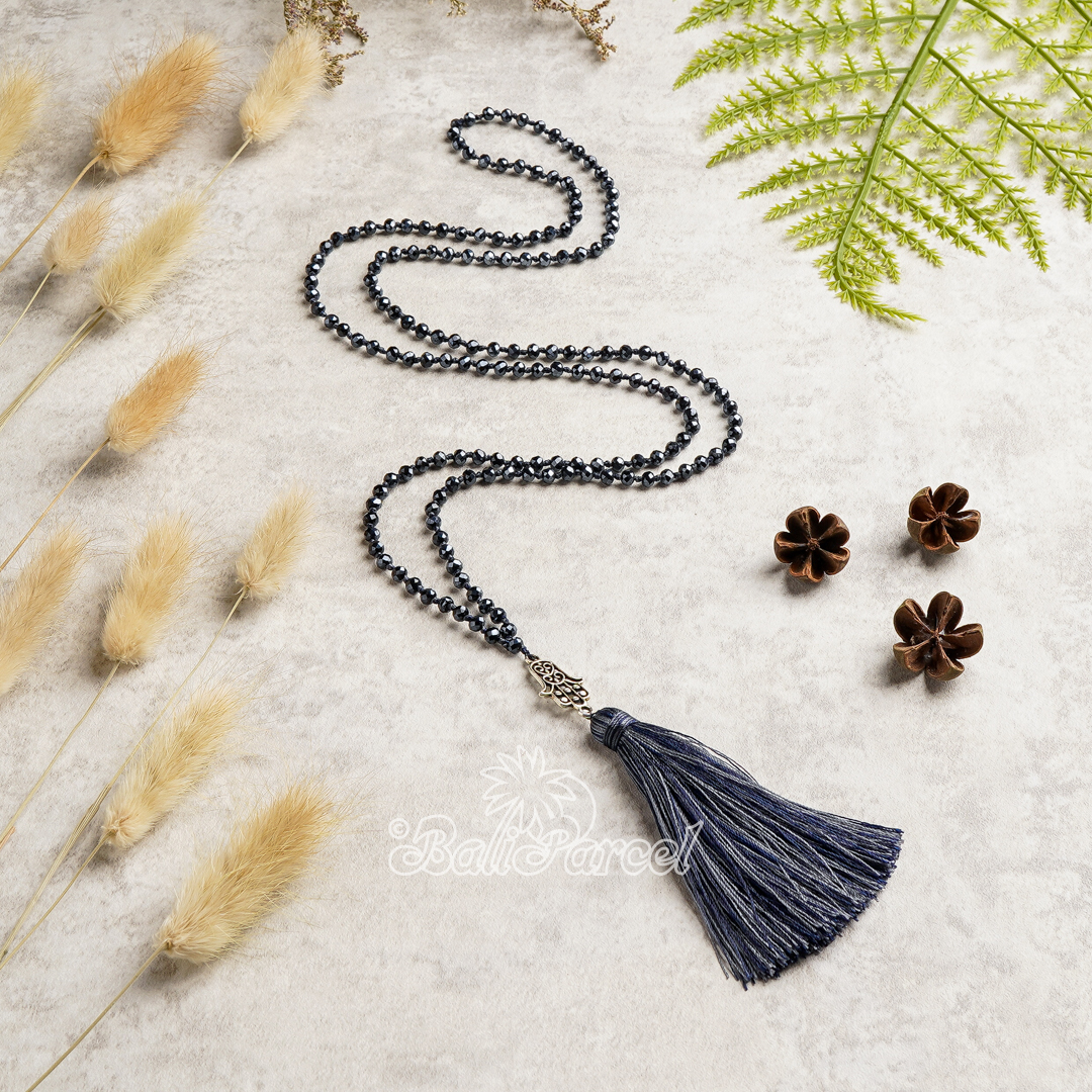 Crystal Beads With Tassel Necklace