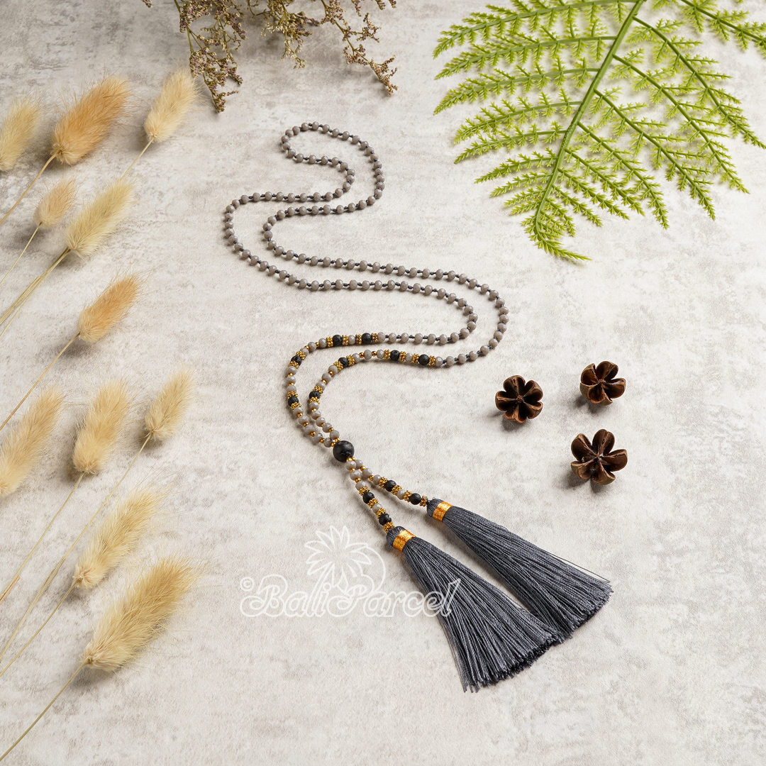 Crystal Beads  With Tassel Necklace