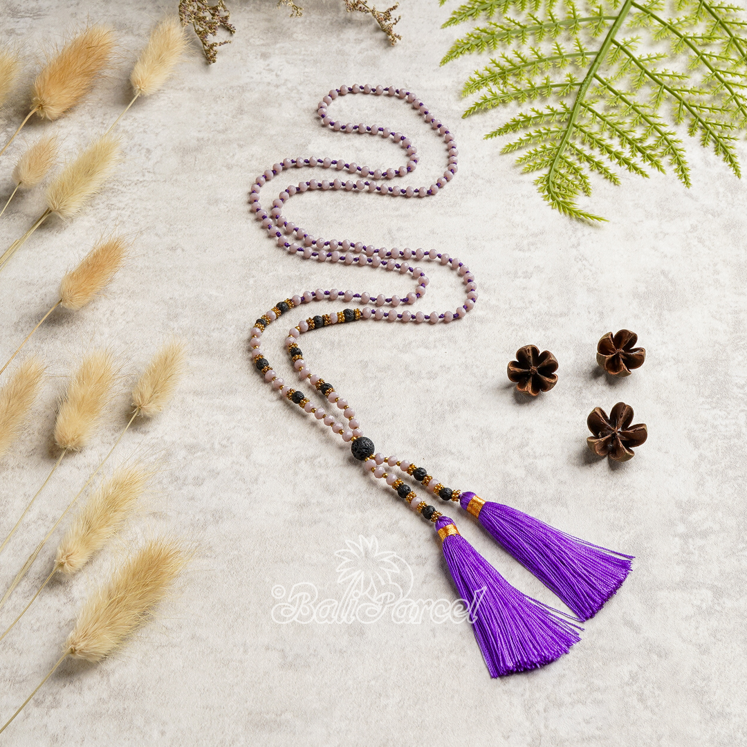 Crystal Beads  With Tassel Necklace