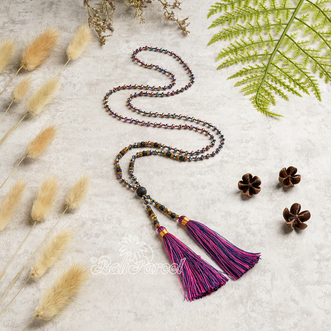 Crystal Beads With Tassel Necklace