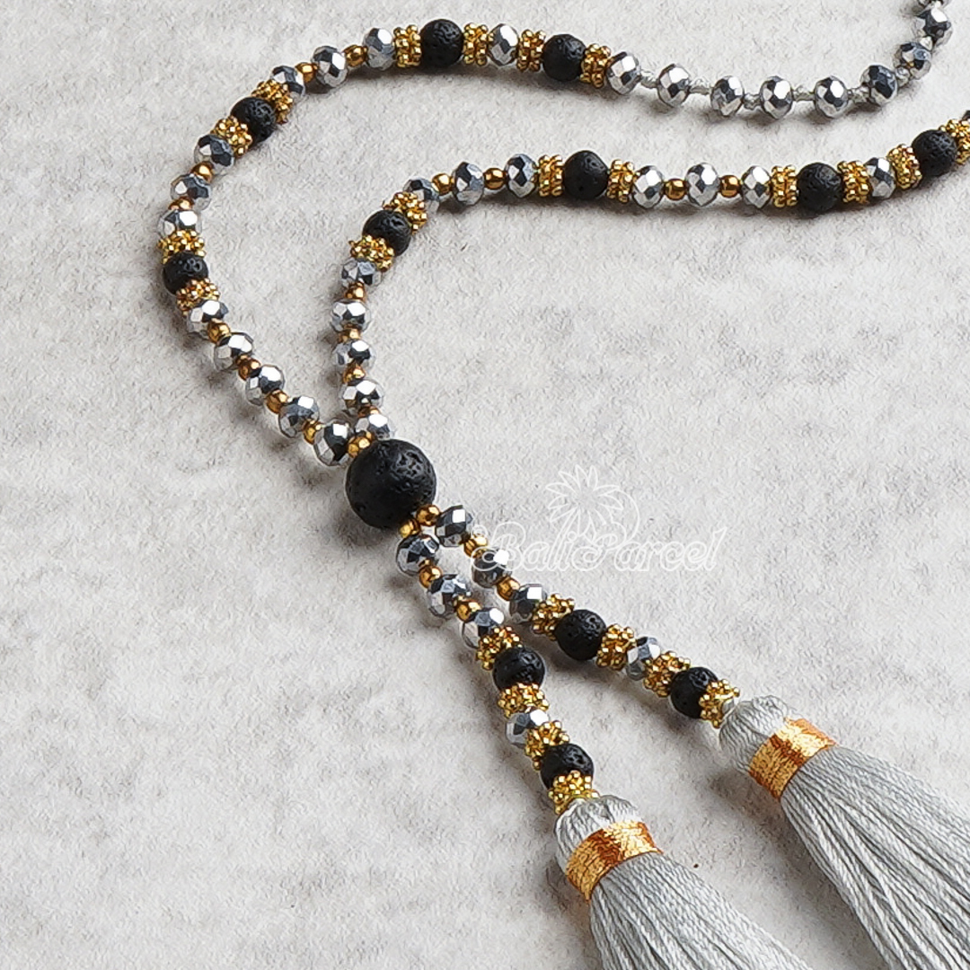 Crystal Beads With Tassel Necklace