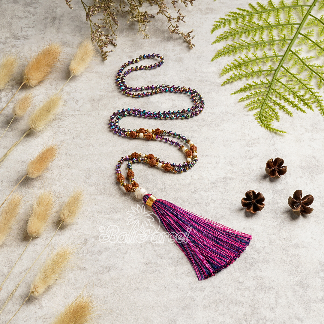 Crystal Beads With Tassel Necklace