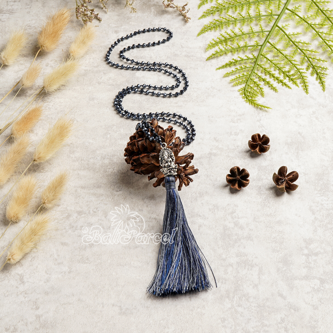 Crystal Beads With Tassel Necklace