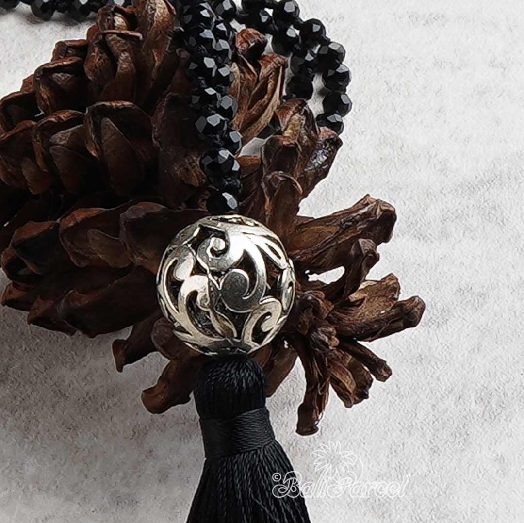 Ball Crystal Beads With Tassel Necklace