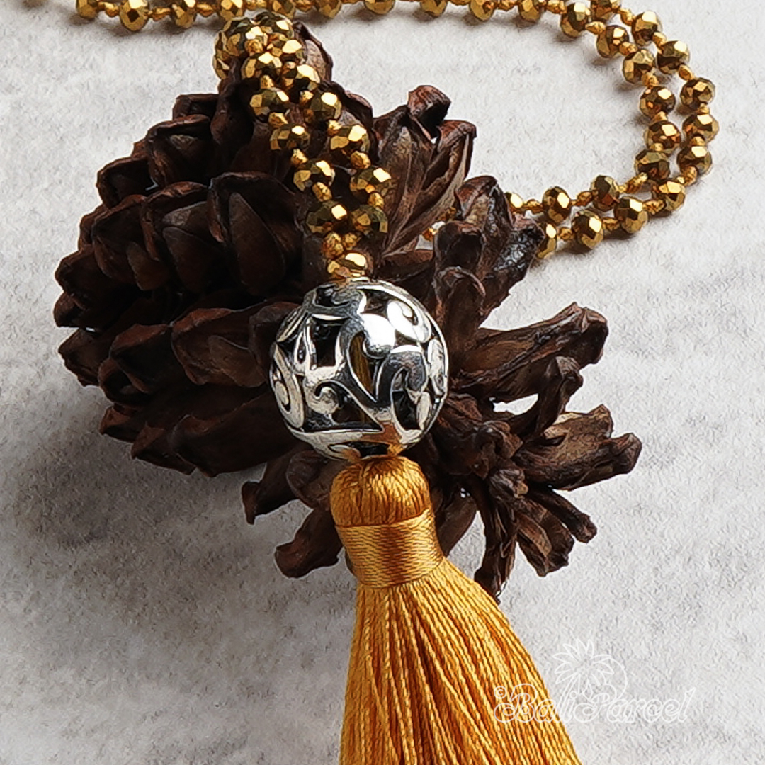 Ball Crystal Beads With Tassel Necklace