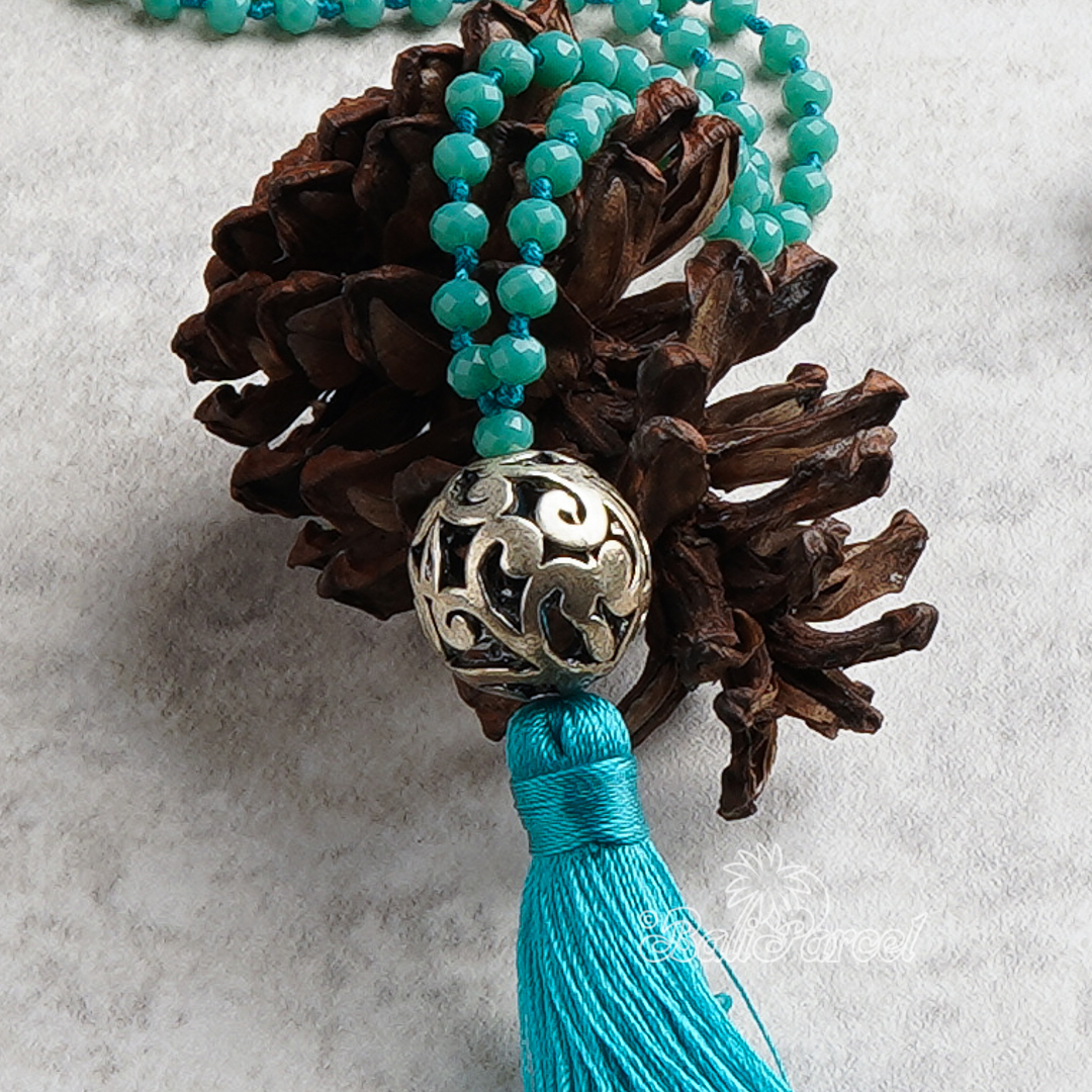 Ball Crystal Beads With Tassel Necklace