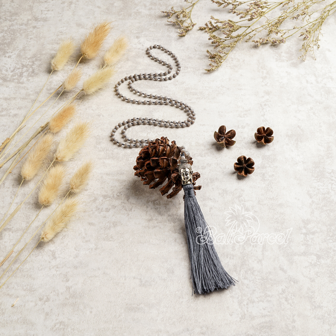 Buddha Crystal Beads With Tassel Necklace
