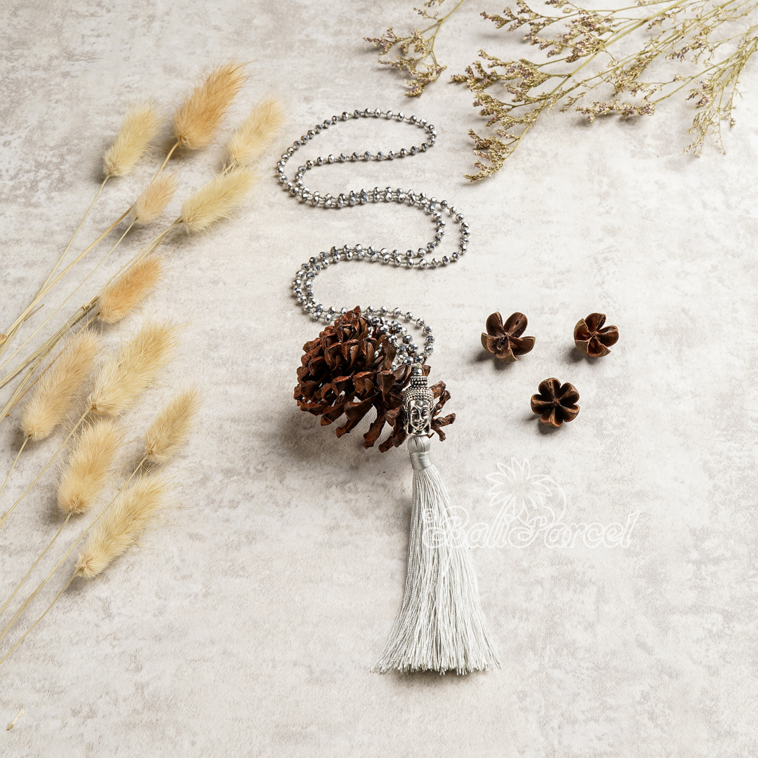 Buddha Crystal Beads With Tassel Necklace