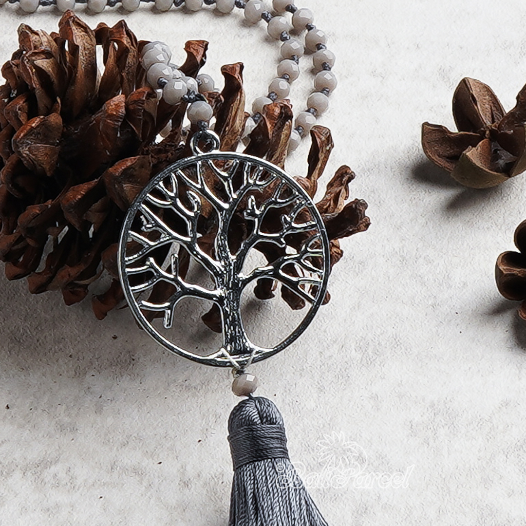 Tree Of Life Crystal Beads With Tassel Necklace