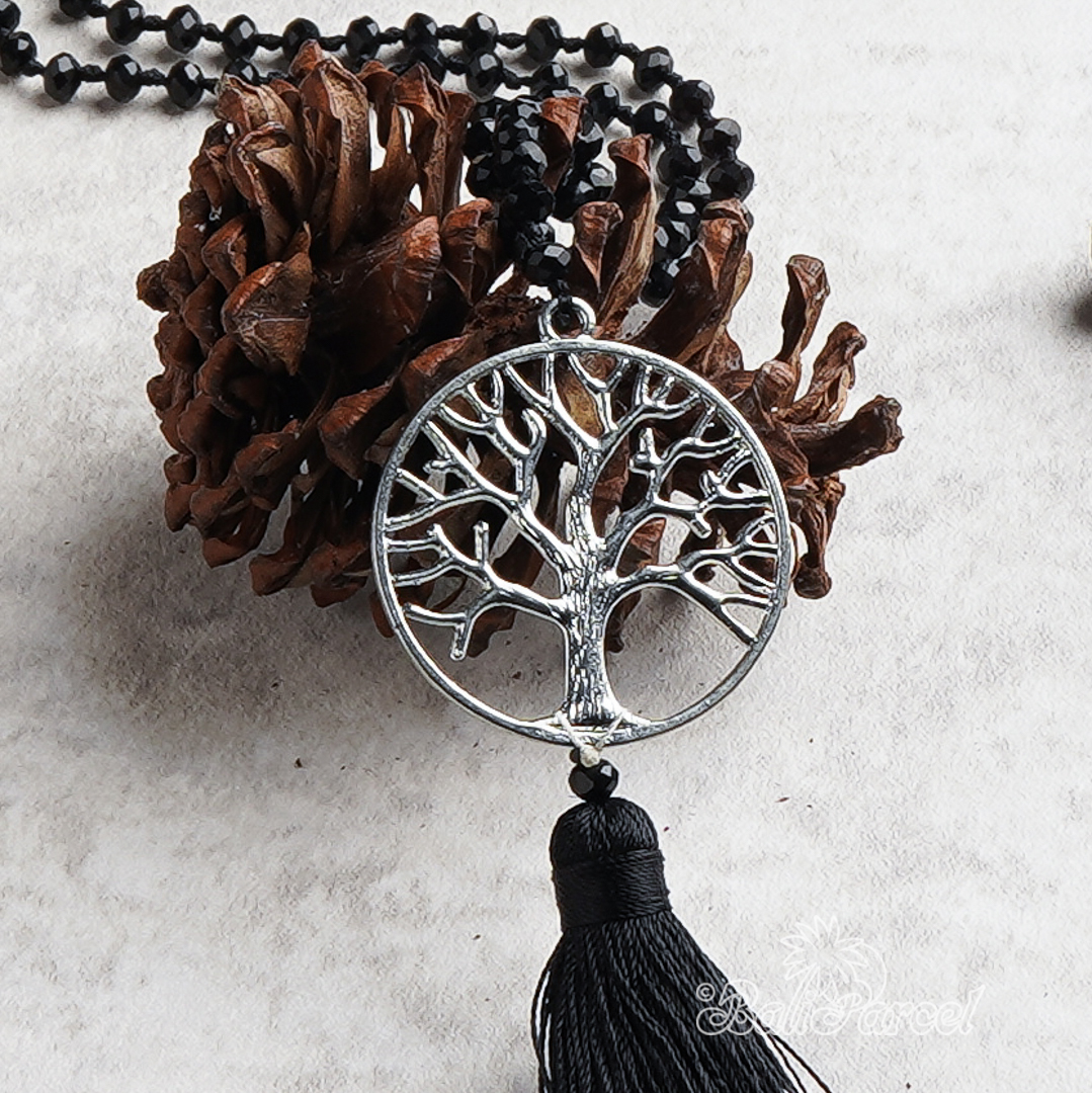 Tree Of Life Crystal Beads With Tassel Necklace