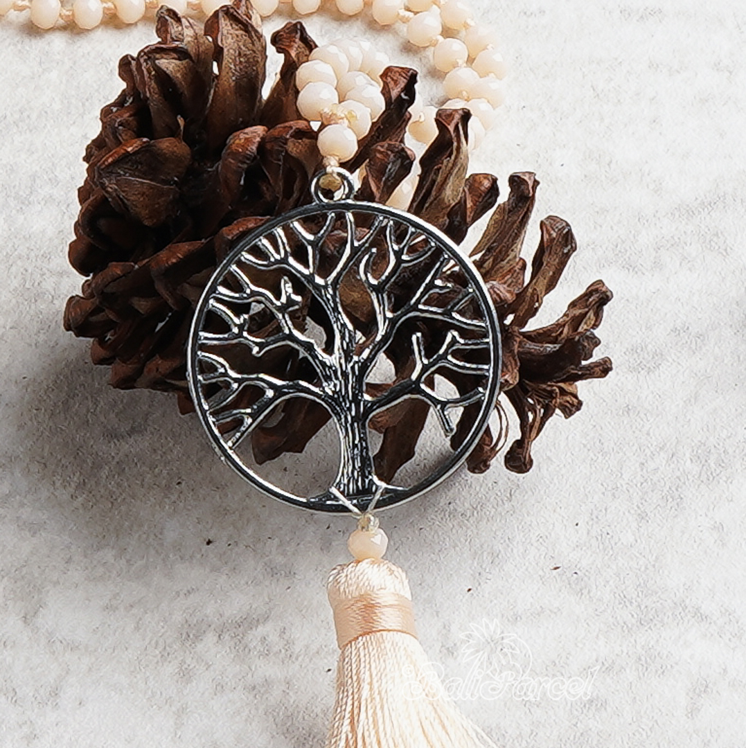 Tree Of Life Crystal Beads With Tassel Necklace