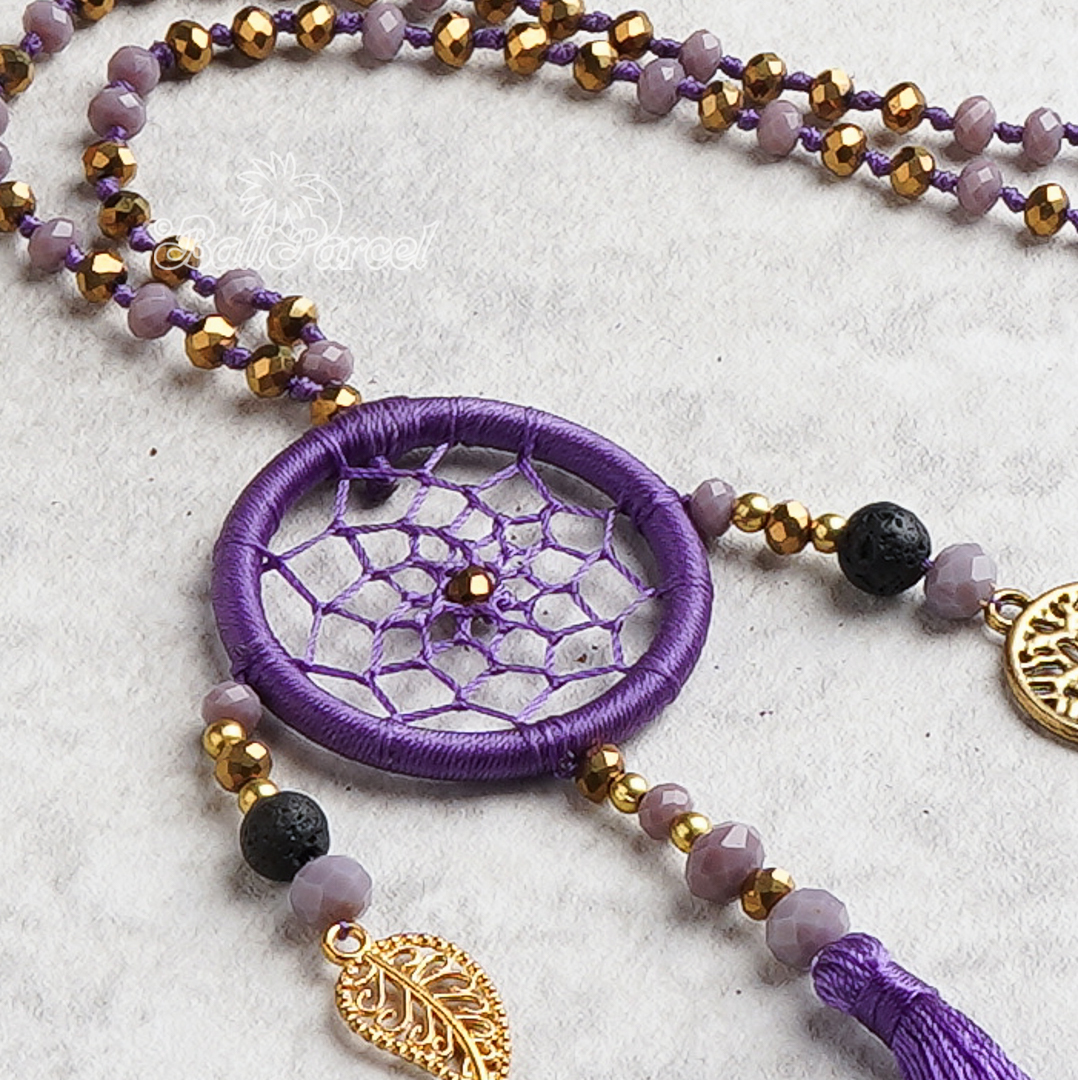 Dreamcatcher Crystal Beads With Tassel Necklace