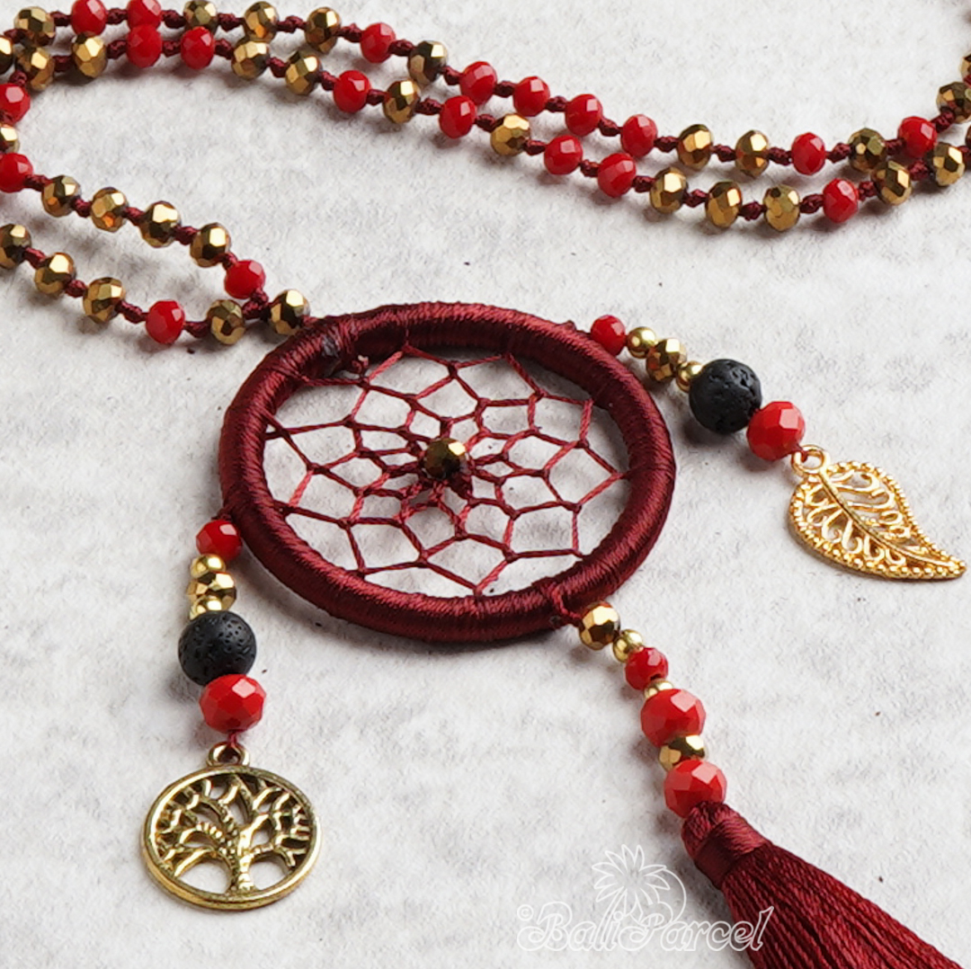 Dreamcatcher Crystal Beads With Tassel Necklace