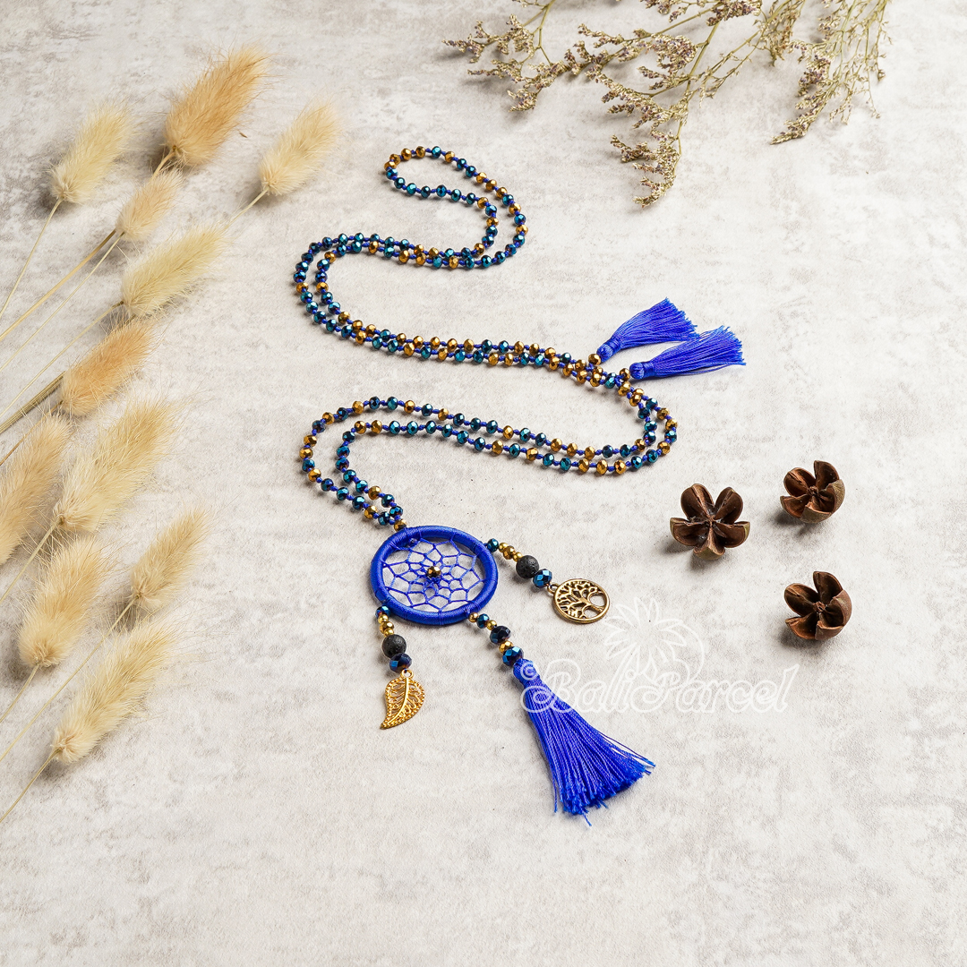 Dreamcatcher Crystal Beads With Tassel Necklace