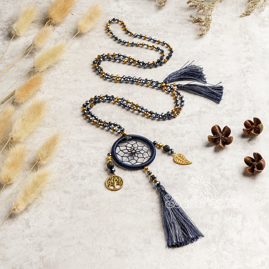 Dreamcatcher Crystal Beads With Tassel Necklace