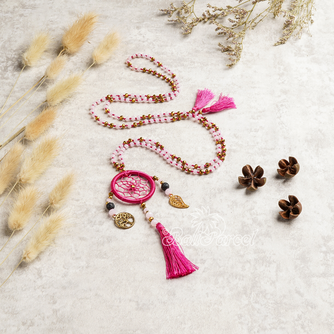 Dreamcatcher Crystal Beads With Tassel Necklace