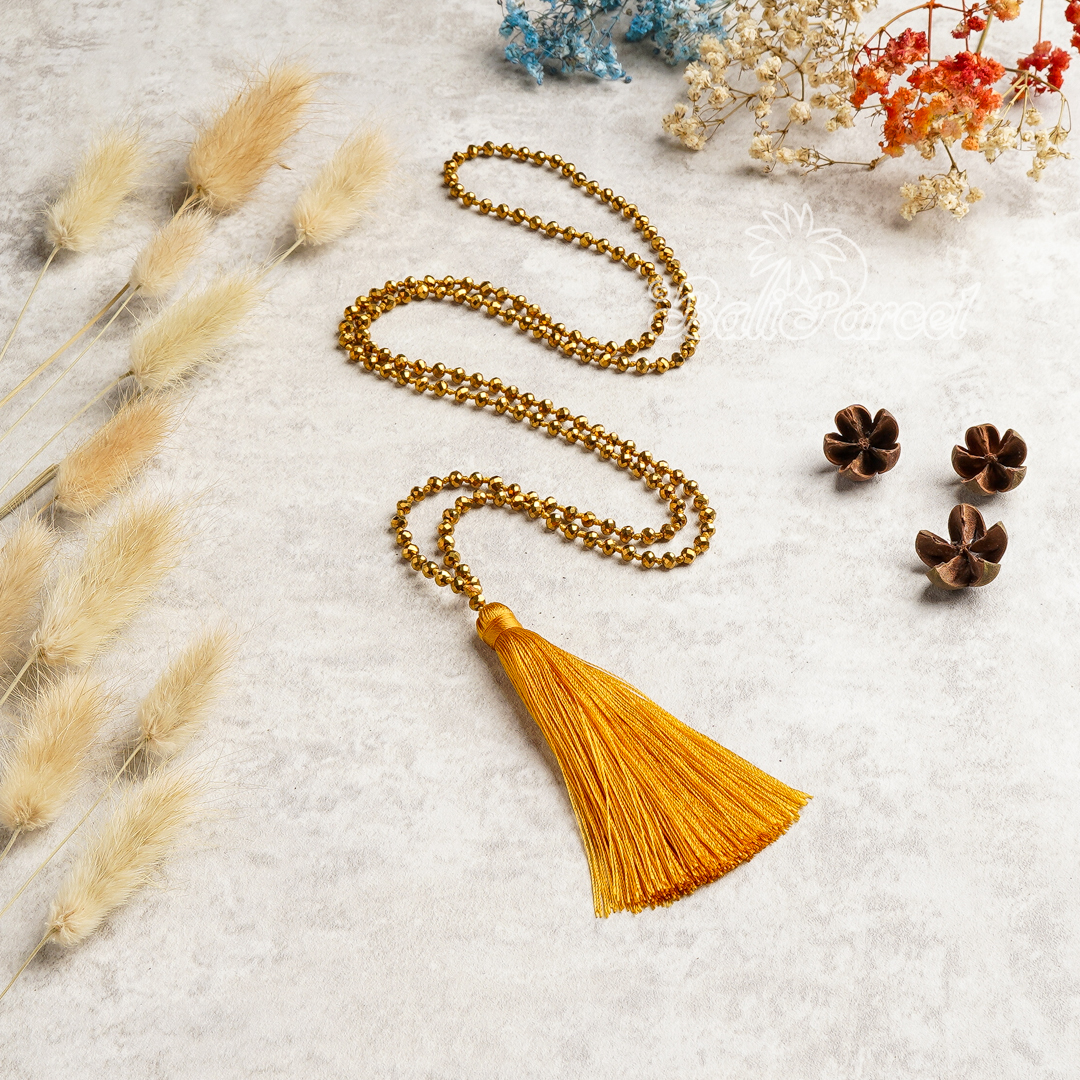 Crystal Beads With Tassel Necklace