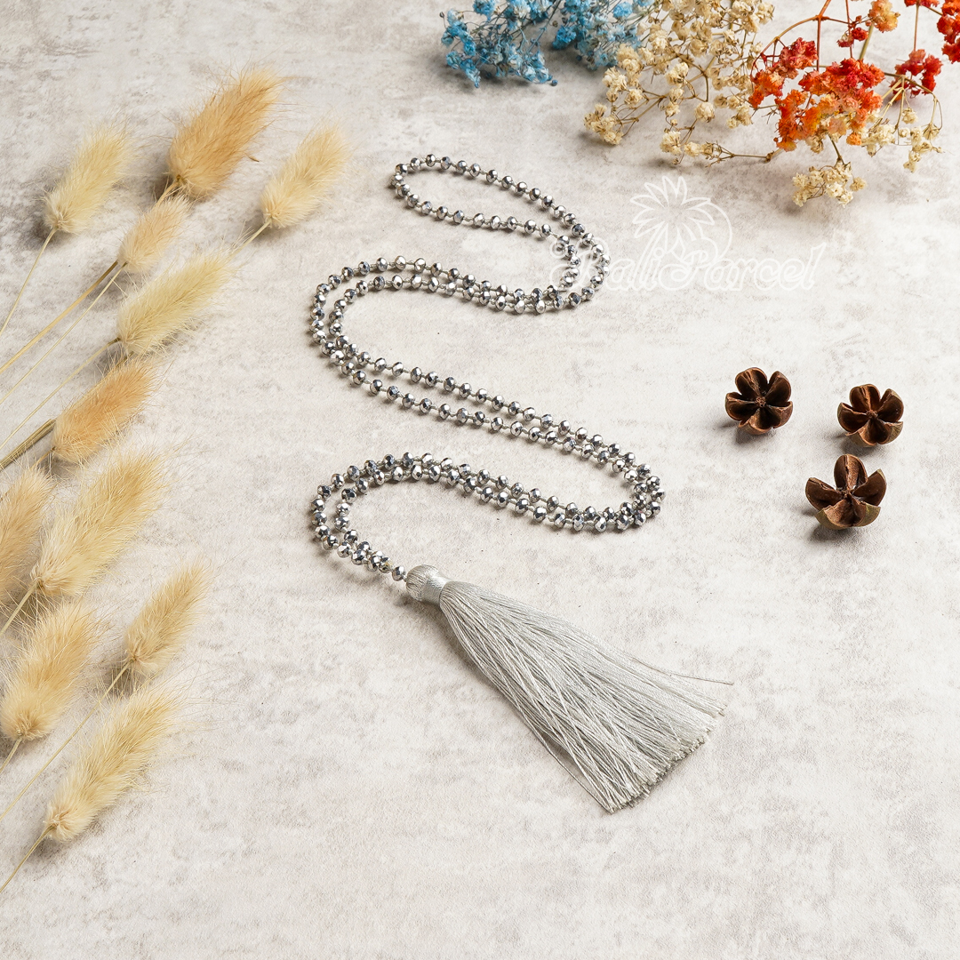 Crystal Beads With Tassel Necklace