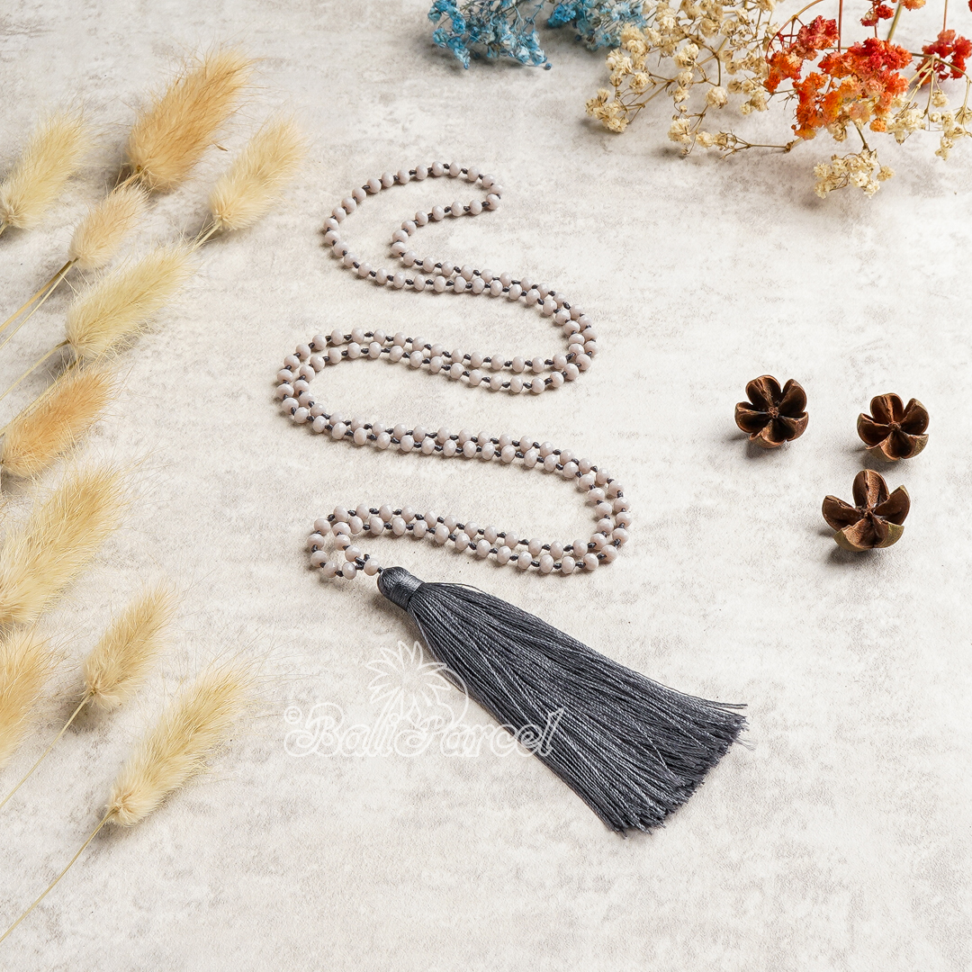 Crystal Beads With Tassel Necklace