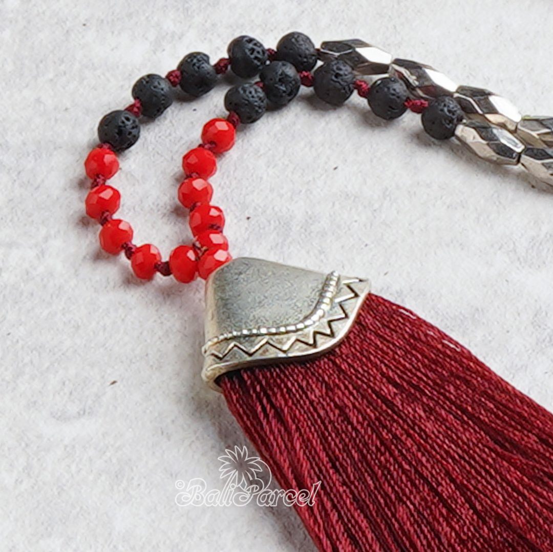 Crystal Beads With Tassel Necklace