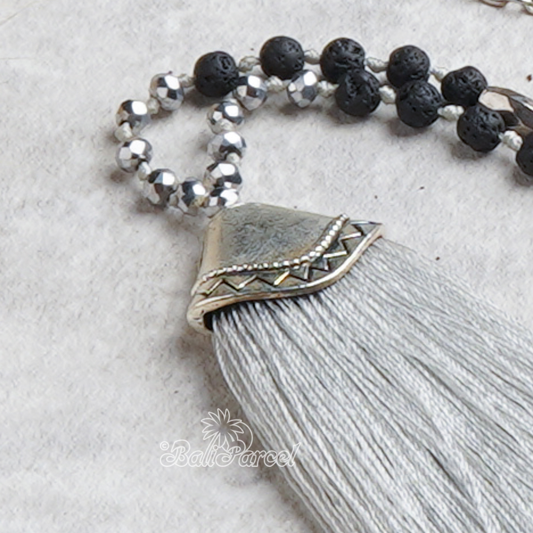Crystal Beads With Tassel Necklace