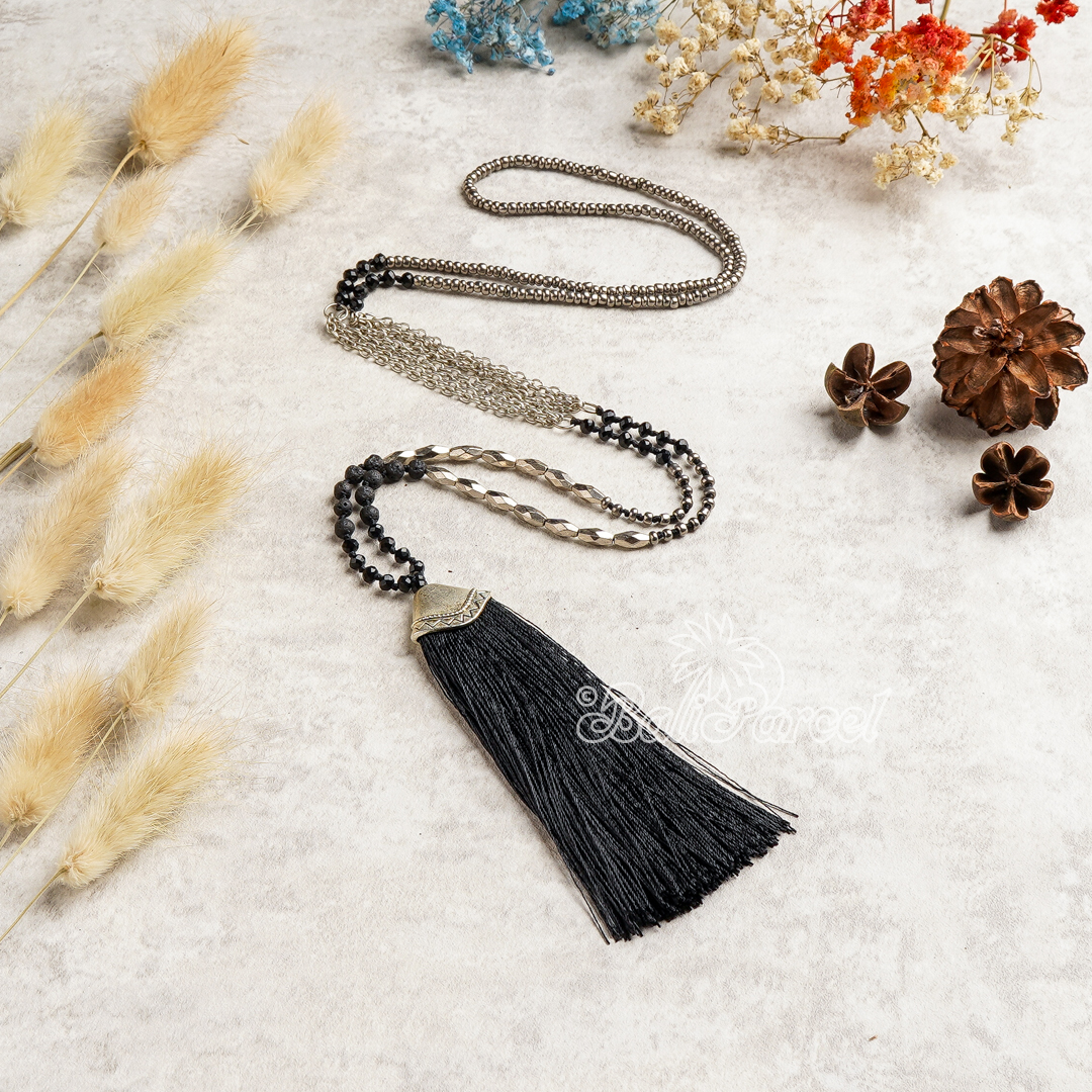 Crystal Beads With Tassel Necklace