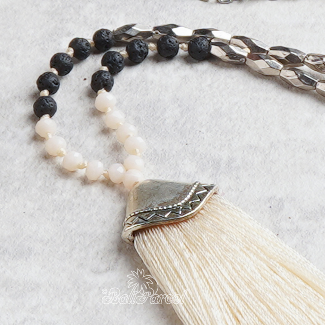 Crystal Beads With Tassel Necklace