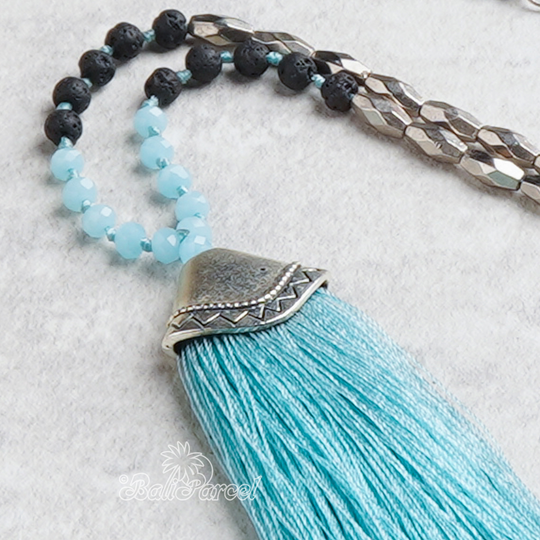 Crystal Beads With Tassel Necklace