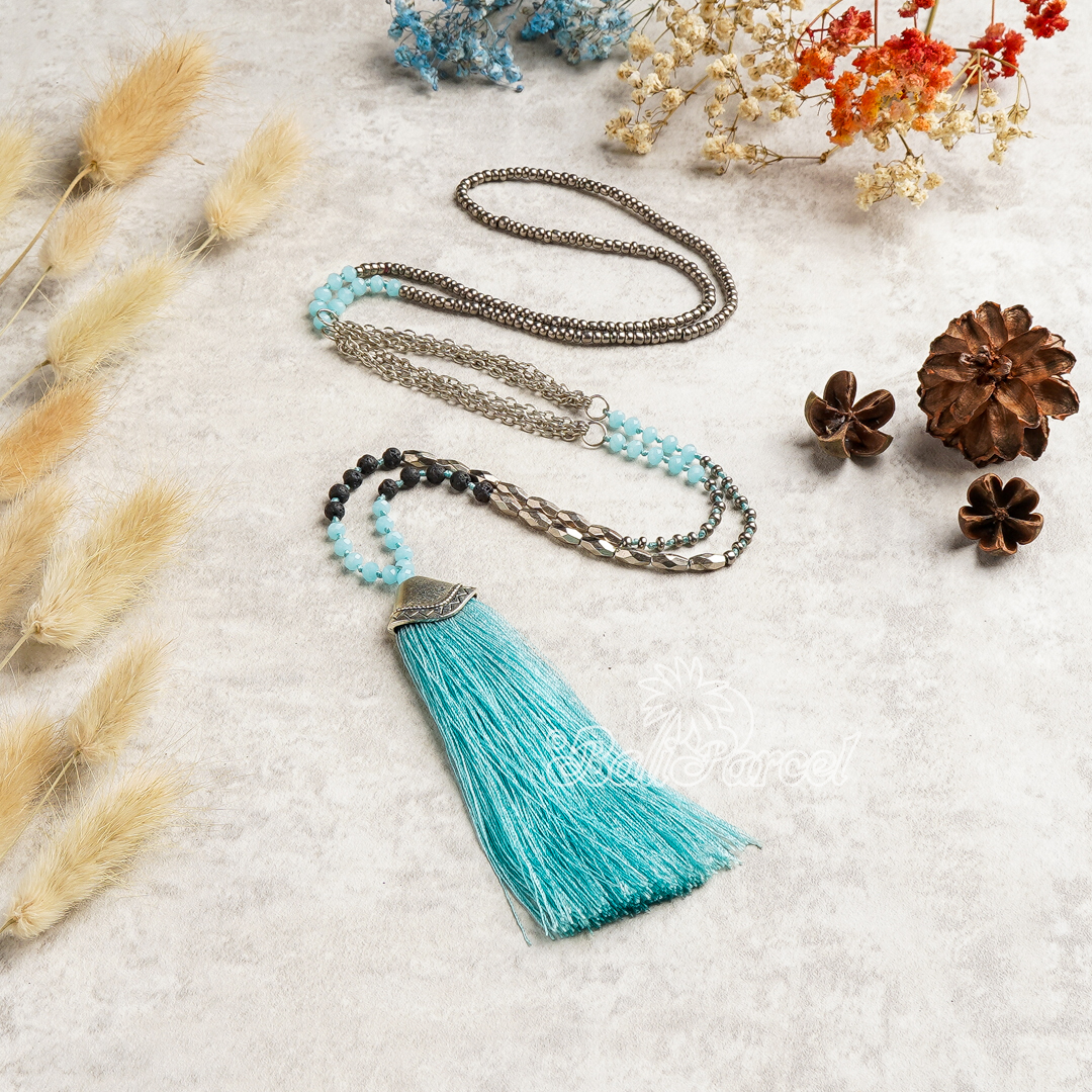 Crystal Beads With Tassel Necklace